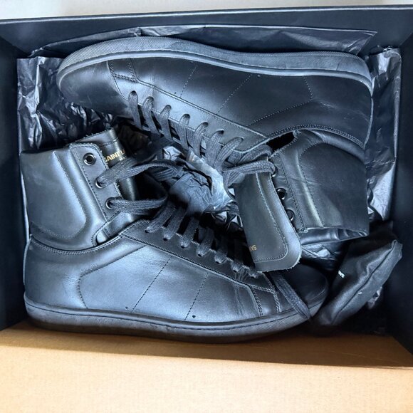 Saint Laurent SL/01h Classic Court High Sneaker Black SZ 41 - Lightly Worn w/box - Picture 1 of 11